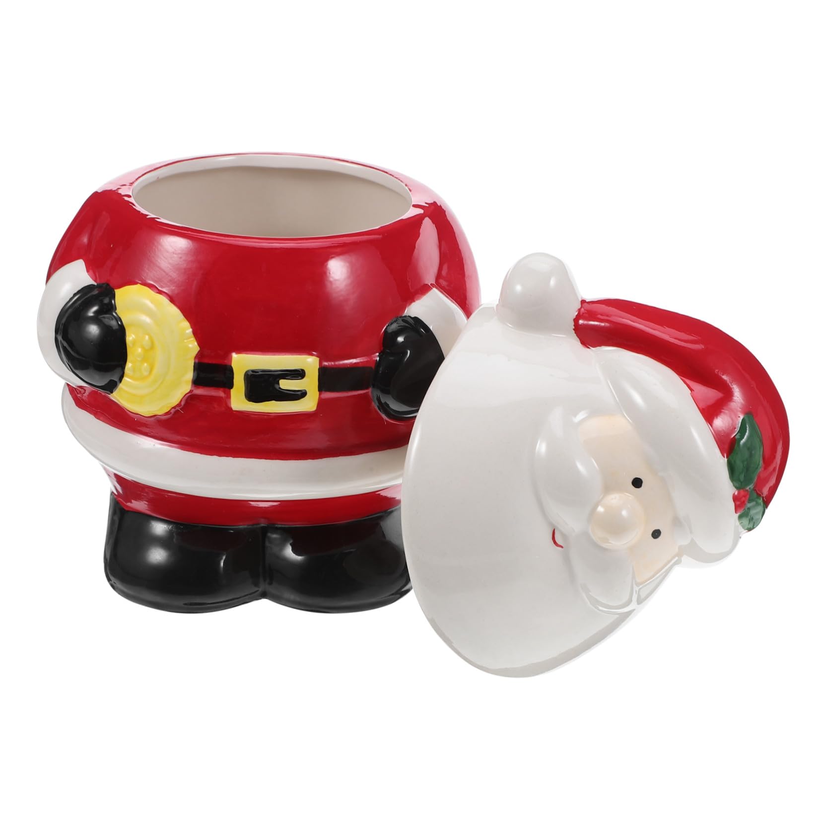 Ciieeo Barattolo Natalizio per Biscotti in Ceramica con Coperchio Ermetico Contenitore Piccolo Babbo Natale per Caramelle Dolci e Cioccolatini Decorazione da Tavolo per Feste di Natale