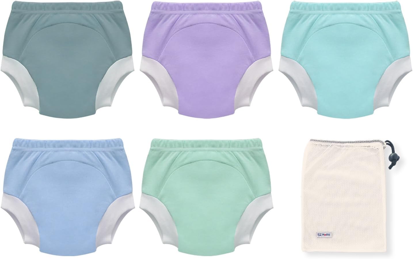 EZ Moms 5 Packs Toddler Potty Training Underwear for Boys and Girls 1T-3T 100% Cotton Absorbent Toilet Training Pants Leakroof Boy Underwear 3T Toddler Panties 2T-3T Pee Pants with Potty Sticker Chart