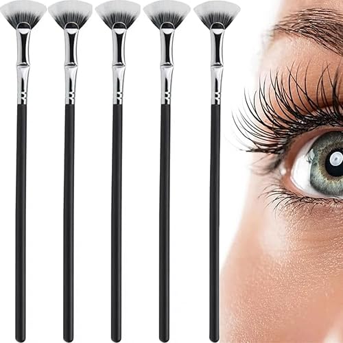 Vista 6 de Cepillo de pestañas festoneado de ángulo plegable – Herramienta separadora de pestañas – Cepillo de abanico de rímel en ángulo con forma de abanico