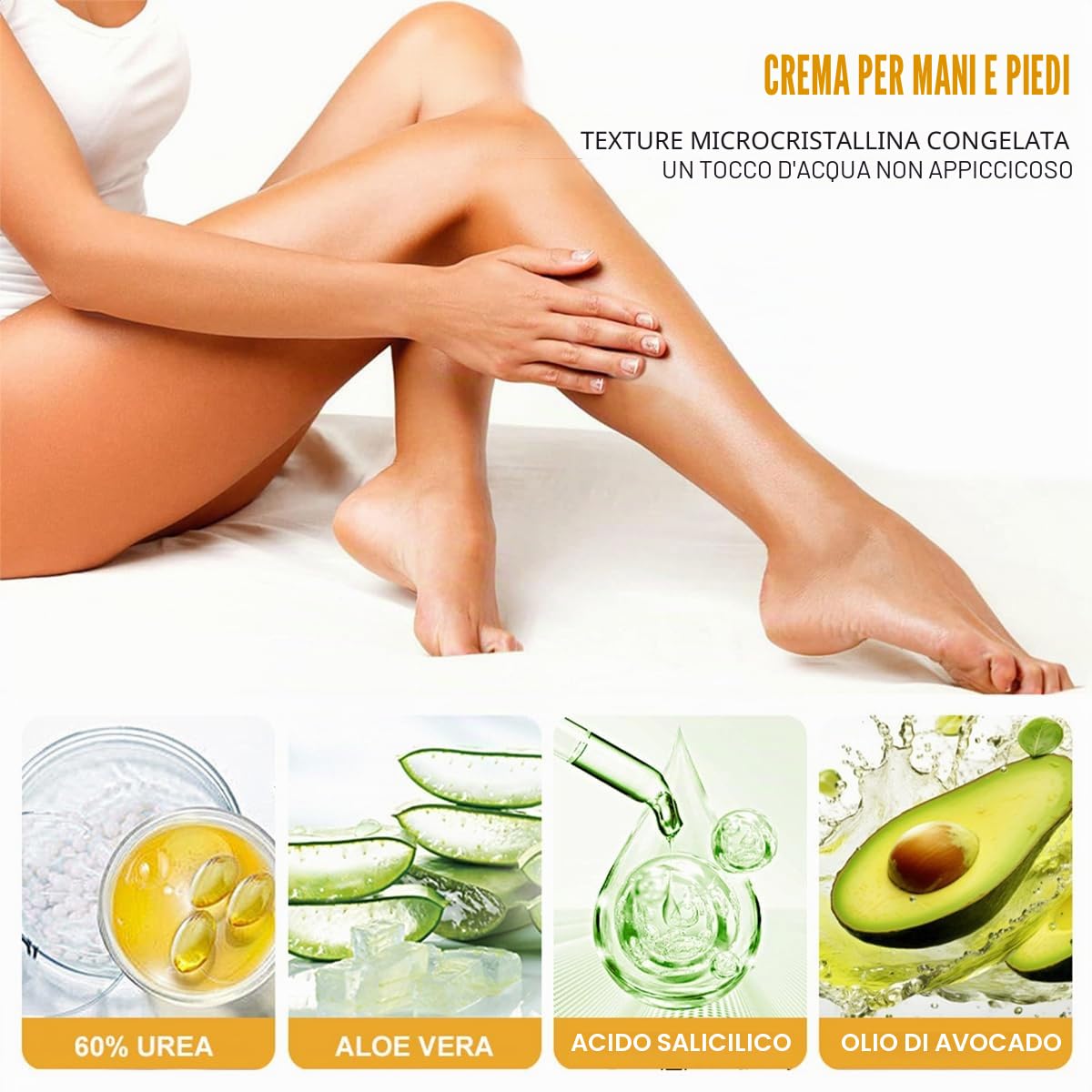 Baorder 2 pezzi Peach Scented and 60% Urea Foot Cream Set idratante Foot Cream, Repair Dry Skin, mani, talloni, gomiti e ginocchia, cura morbida e idratante per donne e uomini
