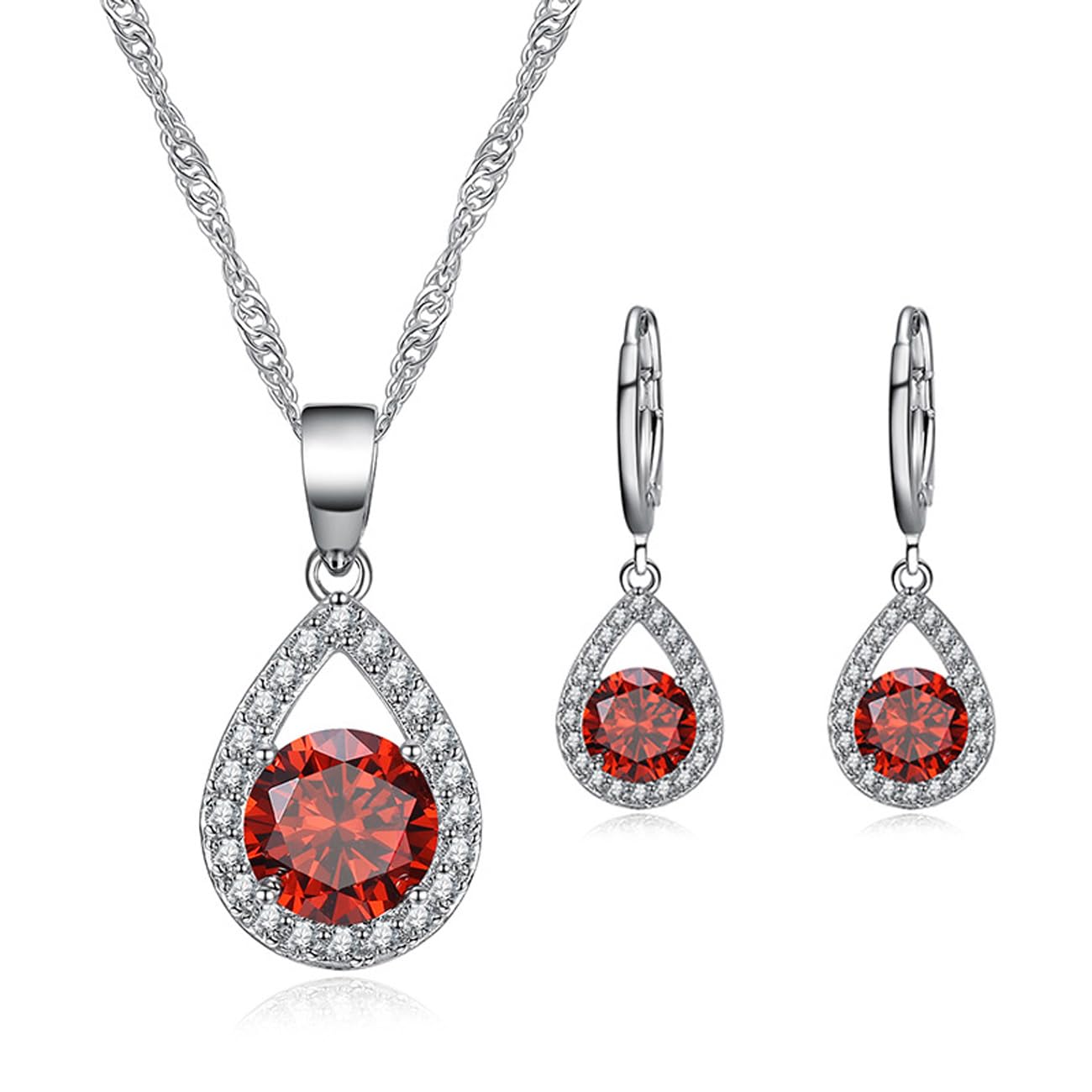 TOEECY Cristales Conjuntos de Joyas para Mujer y Niñas Cristales Colgante Collar Pendientes Cubic Zirconia Plata chapada 925 Fiesta Boda Nupcial Dama de Honor