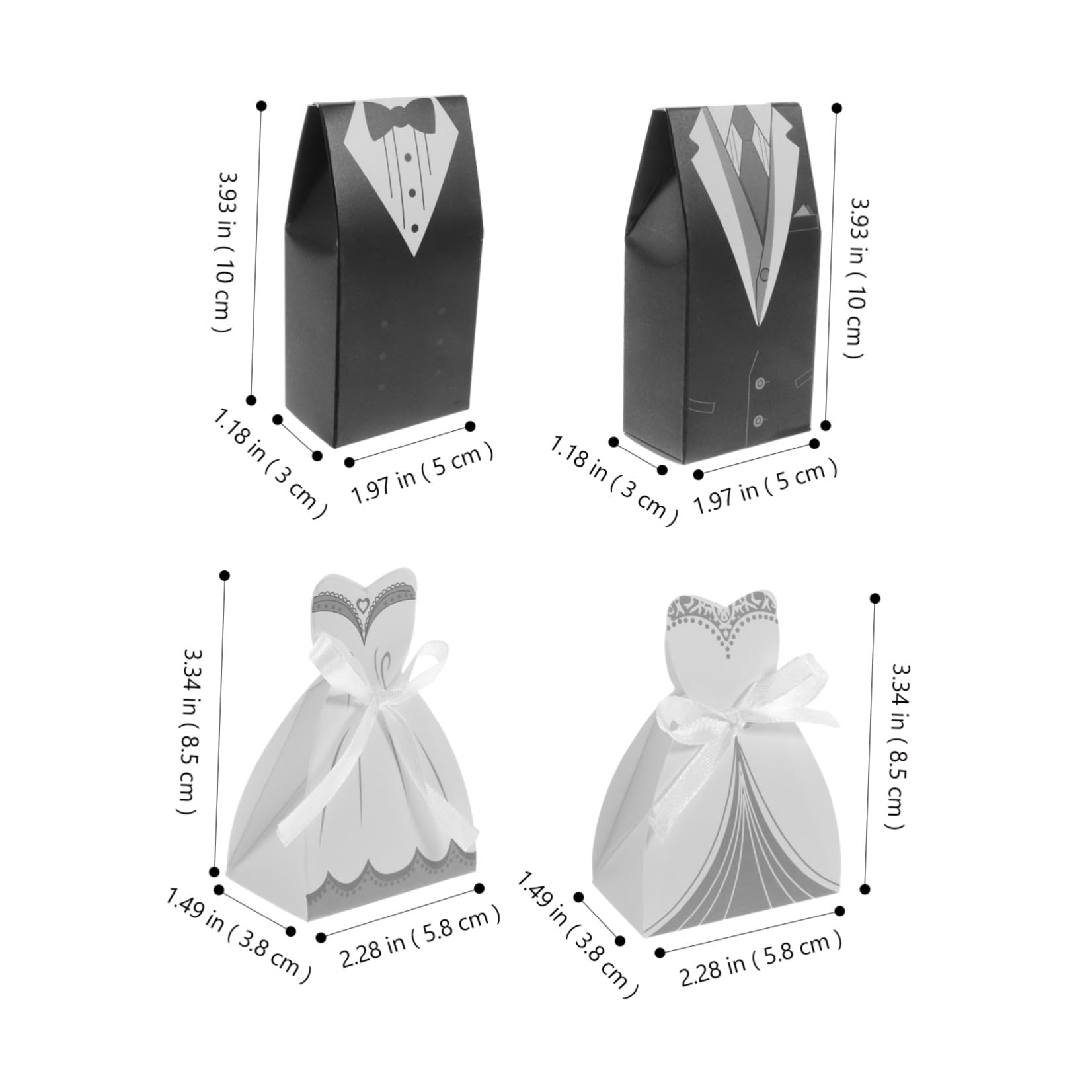 100 Pezzi Scatole Regalo Matrimonio Eleganti in Carta e Nastro di Seta, Contenitori Caramelle e Biscotti per Feste e Nozze Lavorazione Fine e Design Delicato