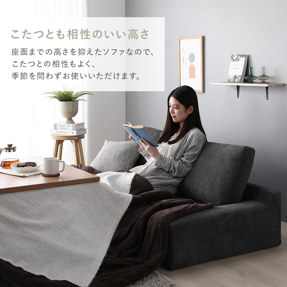 Amazon｜ローソファー 2.5人掛け 幅170cm グレージュ クッション付き