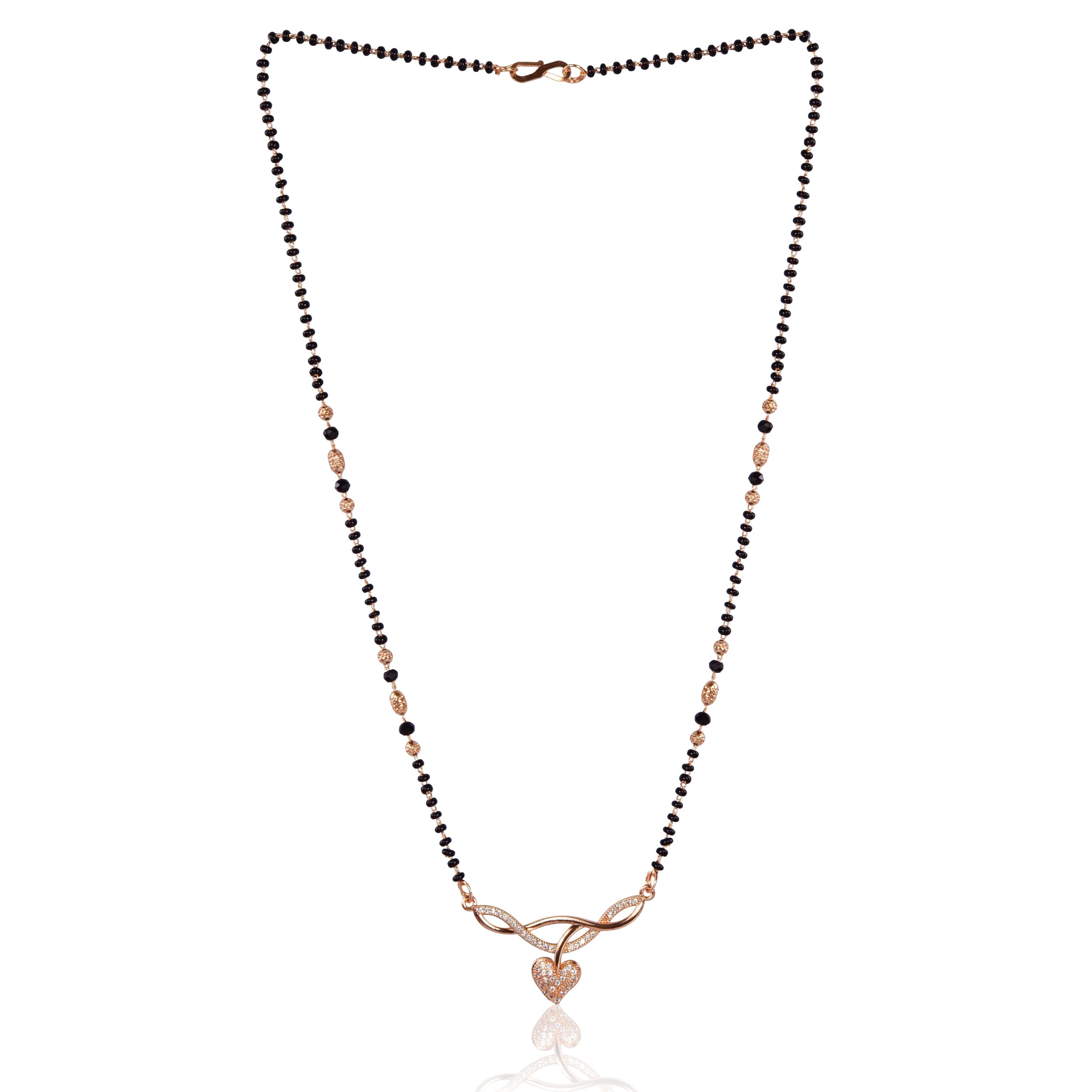 Nilu's Collection American Diamond Rose Gold Plated Designer Mangalsutra Pendant for Girls and Women (With Chain) (Style 1)