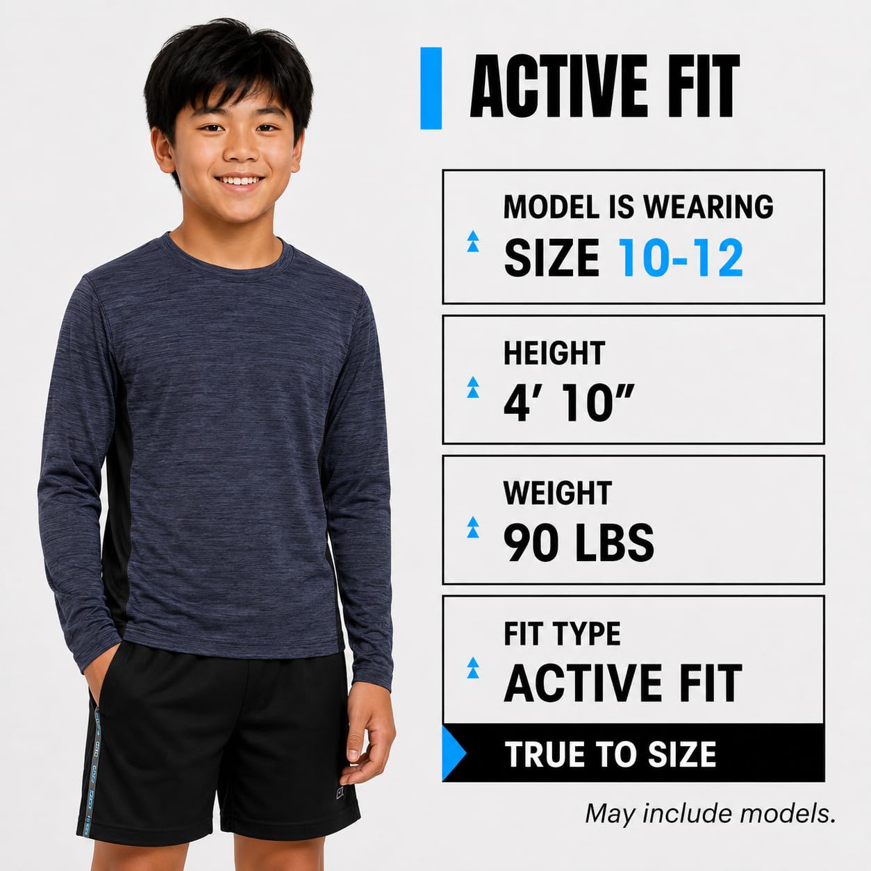 Essential Elements Jungen Sport-T-Shirt, schnelltrocknend, Rundhalsausschnitt, langärmelig, 5er-Pack | Leichter, feuchtigkeitsableitender Stoff mit 4-Wege-Stretch, atmungsaktiv für Sport, Fitnessstudio und aktives Spielen
