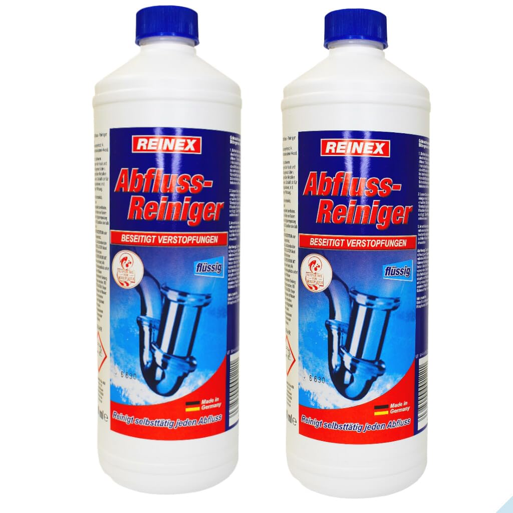 Abflussreiniger Rohrreiniger Rohrfrei flüssig für hartnäckige Verstopfungen 1000 ml - Sparset - 2 Flaschen