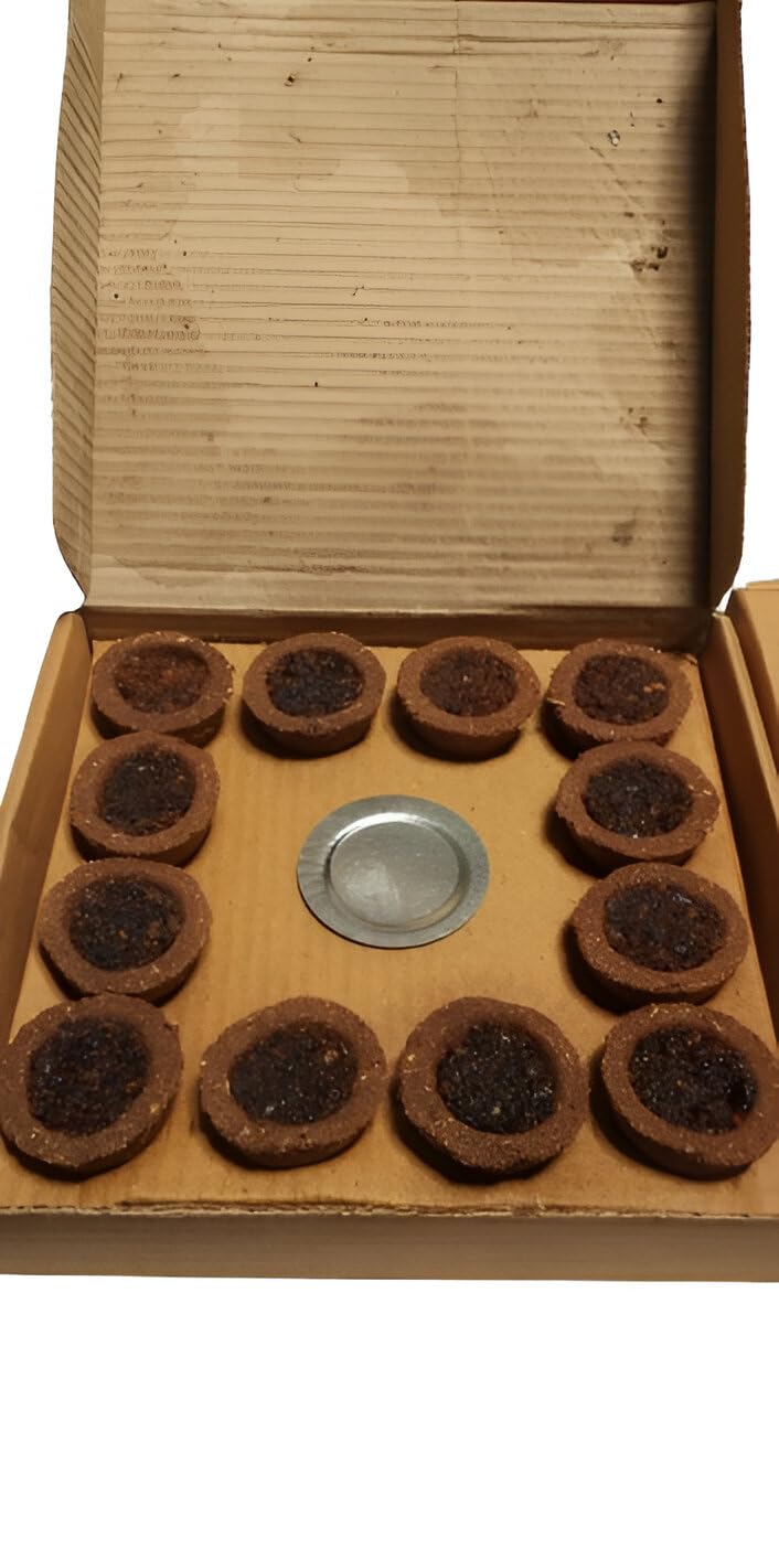 Organic Cow Dung Guggal Sambrani Cup for Daily Dhuni, Home Temple Worship (24 Pcs) Havan Cups for Pooja, Home & Festivals, Pack of 2, (12 Cups/Pack + 1 Burner Plate/Pack)-picture-12