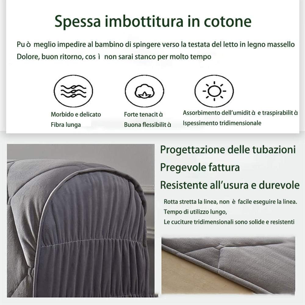 Coperchio Testata Letto In Velluto Elasticizzato - Copertura Antipolvere Per Testiera, Blu, 170-190cm - Foto 10