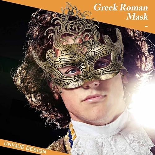 Vista 2 de Asool - Máscara vintage para mascarada, máscara griega romana dorada, máscara veneciana de Mardi Gras, máscara para rave, accesorio de disfraz