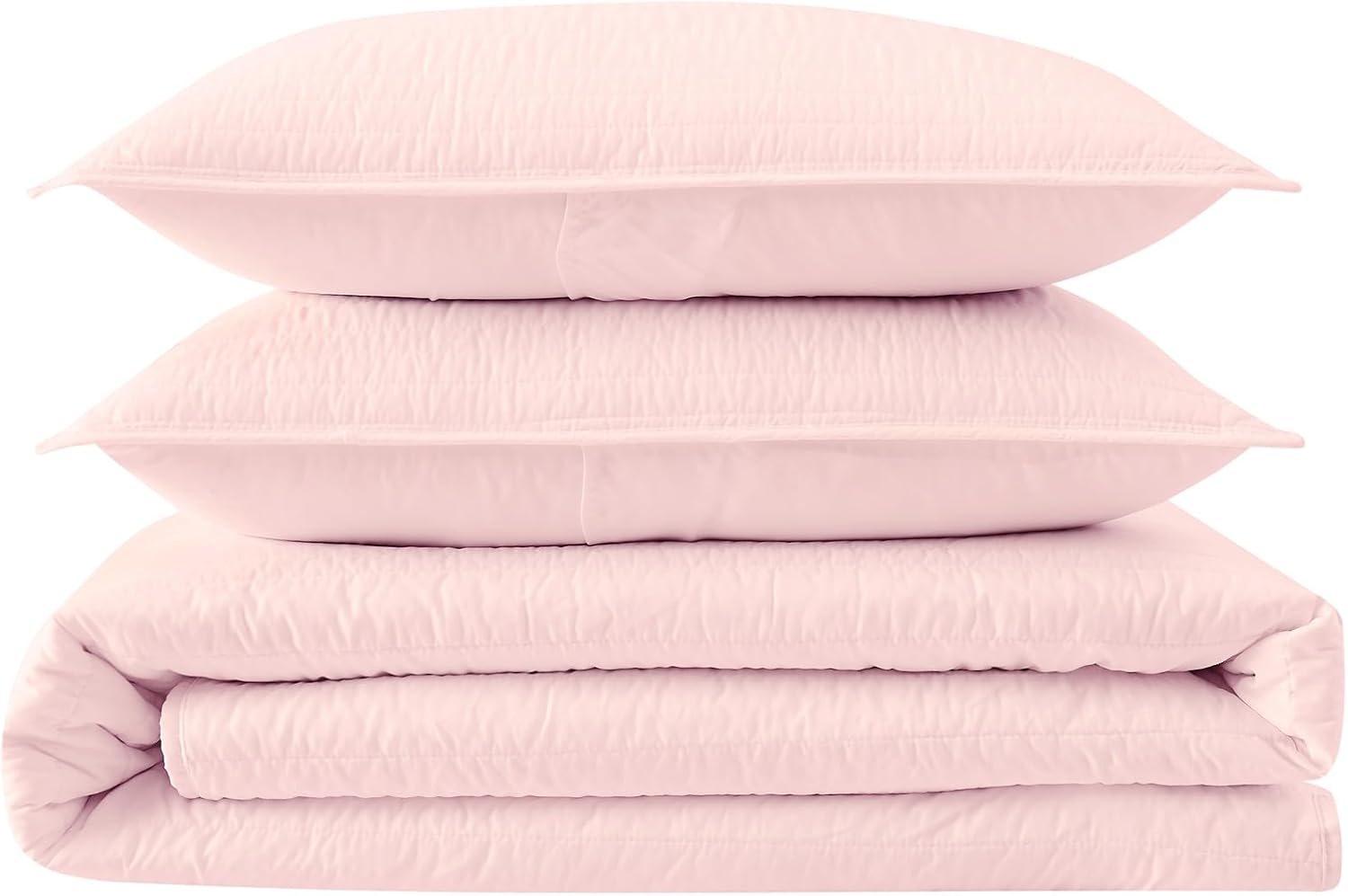 Truly Calm Quilt Set Blush Polyester 2-Piece Twin XL Quilt Set, Solid Color for Men and Women, OEKO-TEX Certified Confidence