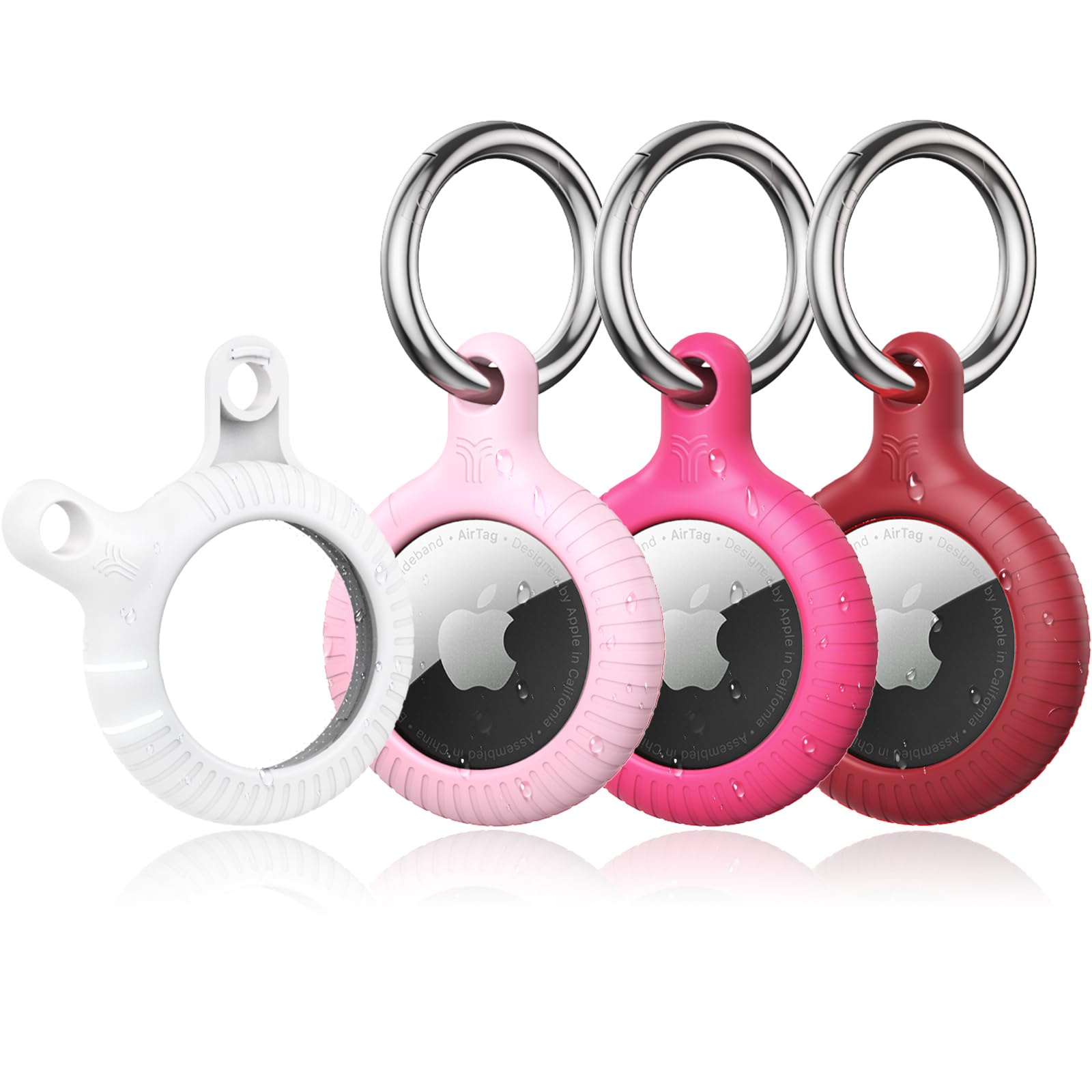 YOSH Air Tag Holder 4 Pack, Air-Tag Keychain Holder Case[Anti-Scratch] [Pet Chew Proof] [Twist Lock Design] Metal Key Chain Ring for Kids, Dog,