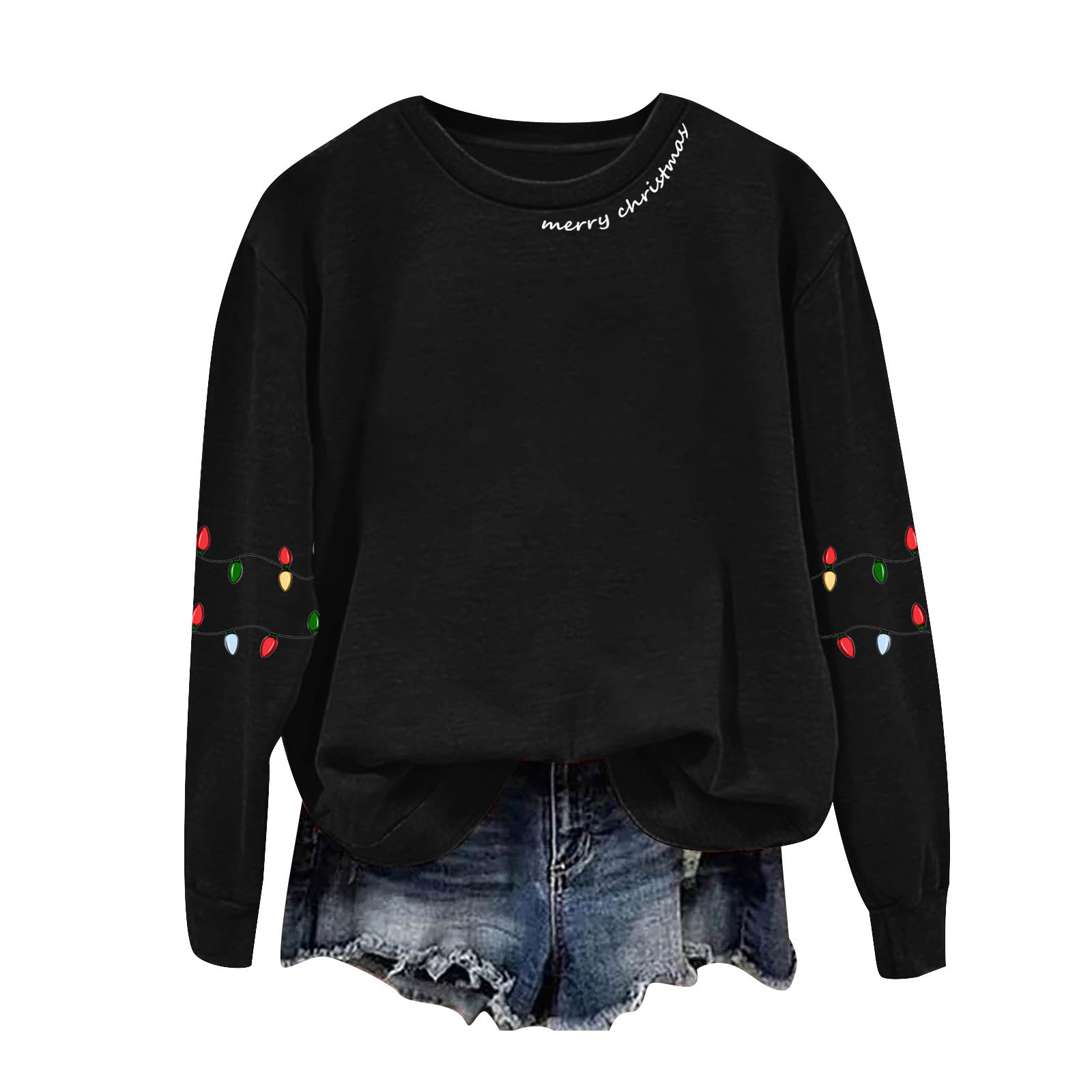 Damen Bedrucktes Sweatshirt Grafik Rundhals Sweatshirts Pullover Tops