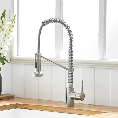 InArt Kitchen Sink Mixer - 360 degree Pull-Down Sprayer Faucet, Dual Flow (Brushed Chrome KSF026)