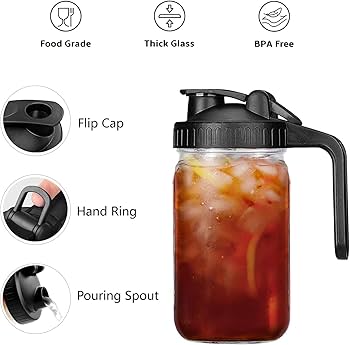 Brocca in vetro da 907,2 g con coperchio e beccuccio a forma di V, brocca per latte materno a doppia prova di perdite, contenitore per tè solare, succo, caffè freddo, latte materno