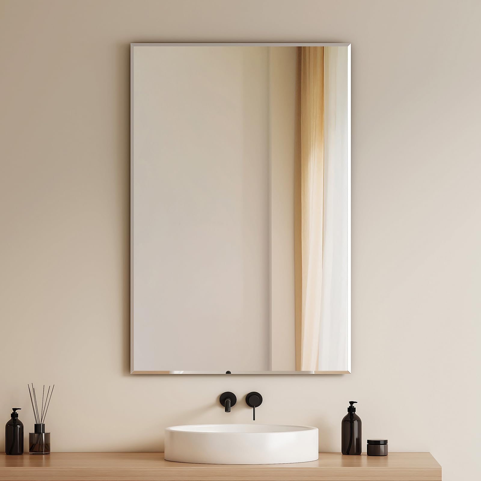 EMKE Bathroom Mirrors 600x900mm, Rectangular Frameless Wall Mirror for Bedroom/Living Room, Rectangle Vanity Wall Mounted Mirrors for Bathroom, Dressing Room & Living Room