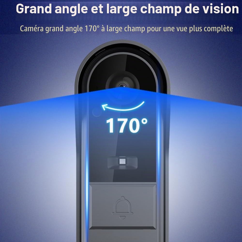 Sonnette sans Fil avec Caméra 1080P Exterieur étanche Visiophone Bluetooth Interphone Vidéo avec écran IPS de 4.3 Visiophone 170° Vision Nocturne Audio Bidirectionnel,Fonction Intercommunication
