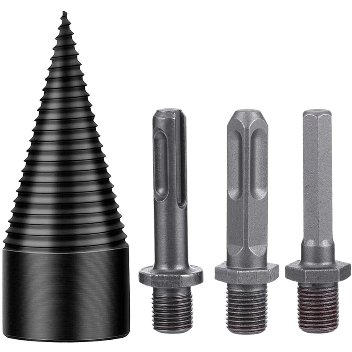 Vaguelly Foret à Fendre le Bois Outil Robuste en Acier Noir 32mm pour Travailler le Bois Réduit les Erreurs et Prévient le Glissement pour Fendeuse de Bûches Électrique