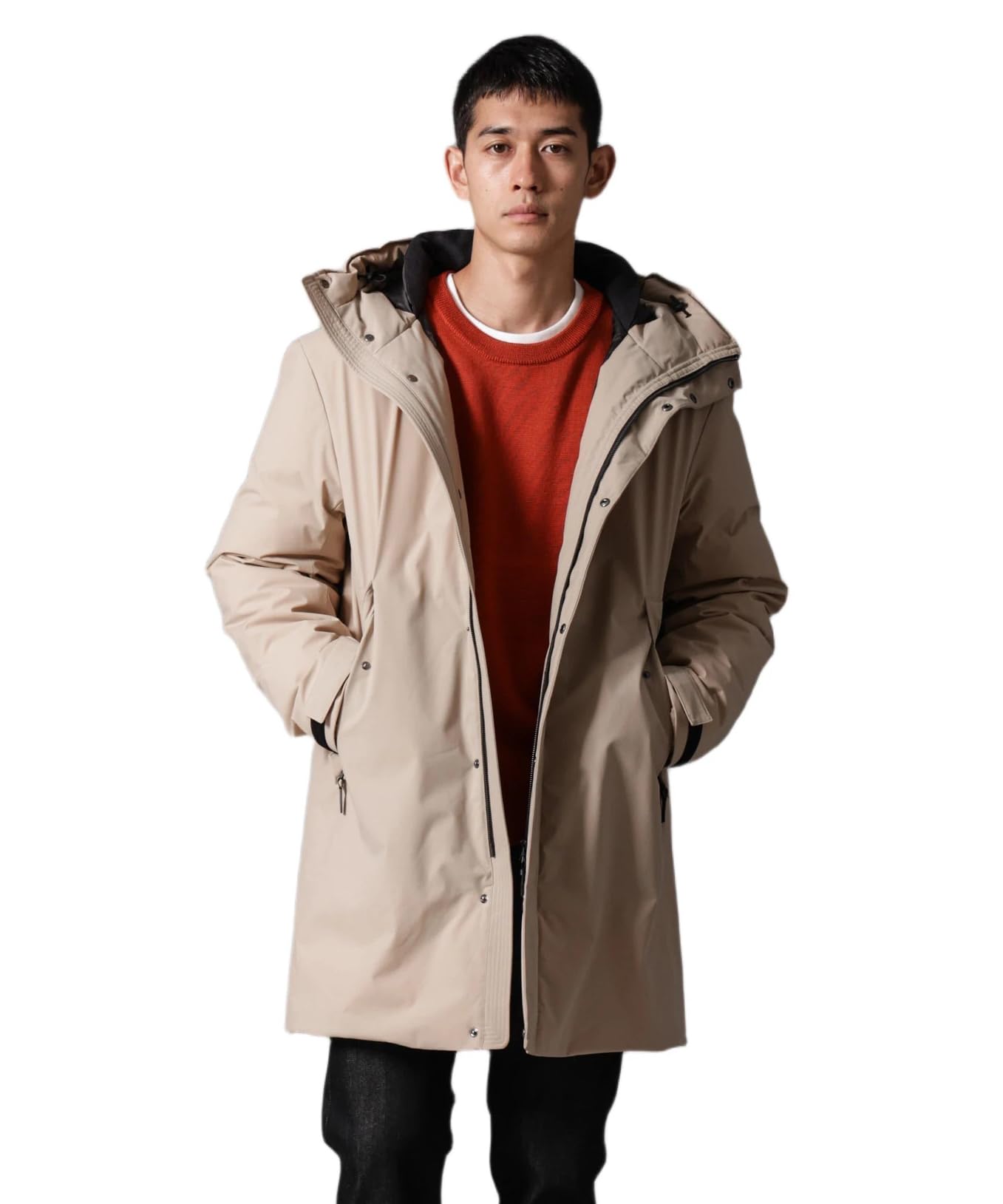 ナノユニバース　ダウンコート　西川ダウン 西川ダウン(R)」ロング フード ダウン