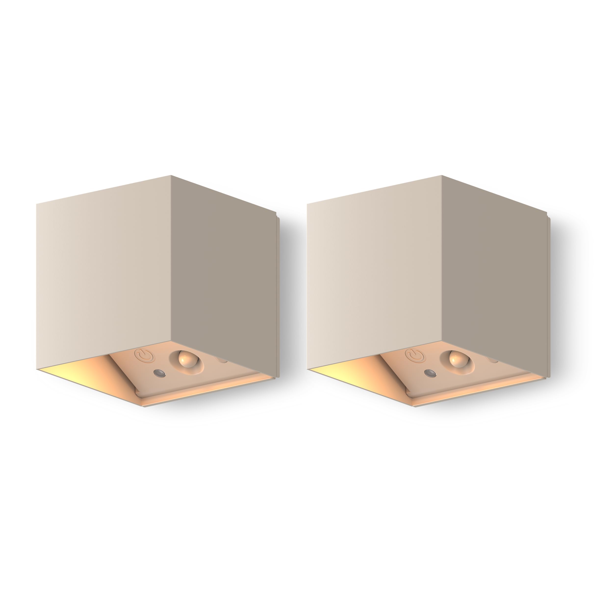 CALEX - Falerna Rechargeable Outdoor Wall Light, 2-Pack, Battery Operated Lamp, Up & Down Lighting, IP44 Waterproof, Dimmable, Sand