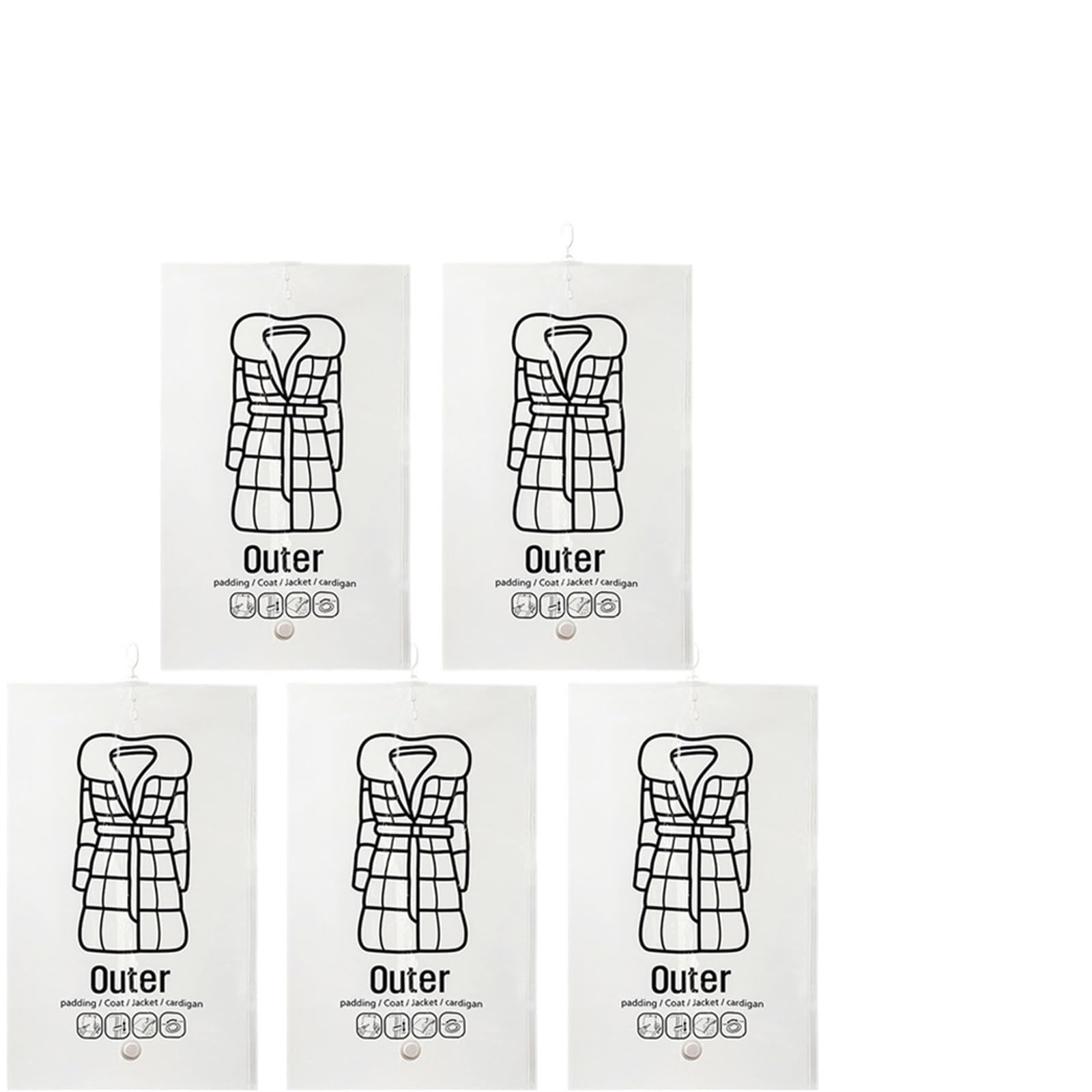 Bolsas vacio Ropa colgante que ahorra espacio, cambio transparente for ropa, chaqueta, abrigo, compresión for el hogar para Equipaje(Style-B-5PCS)