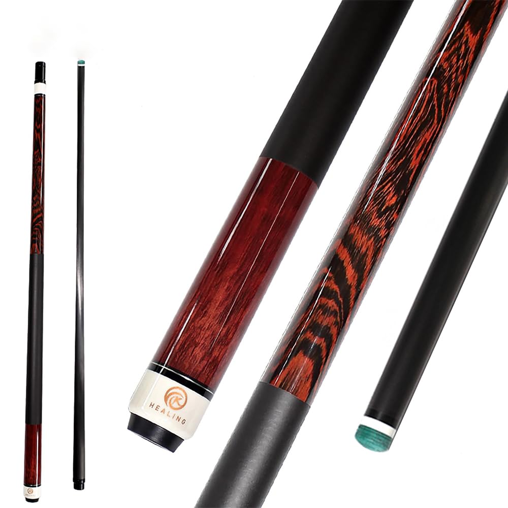 ビリヤード キュー OKHEALING 58インチ 19-20oz 1/2 ジョイント カーボンファイバープール キュースティック12.4mm キューチップ (プレイングキュー)