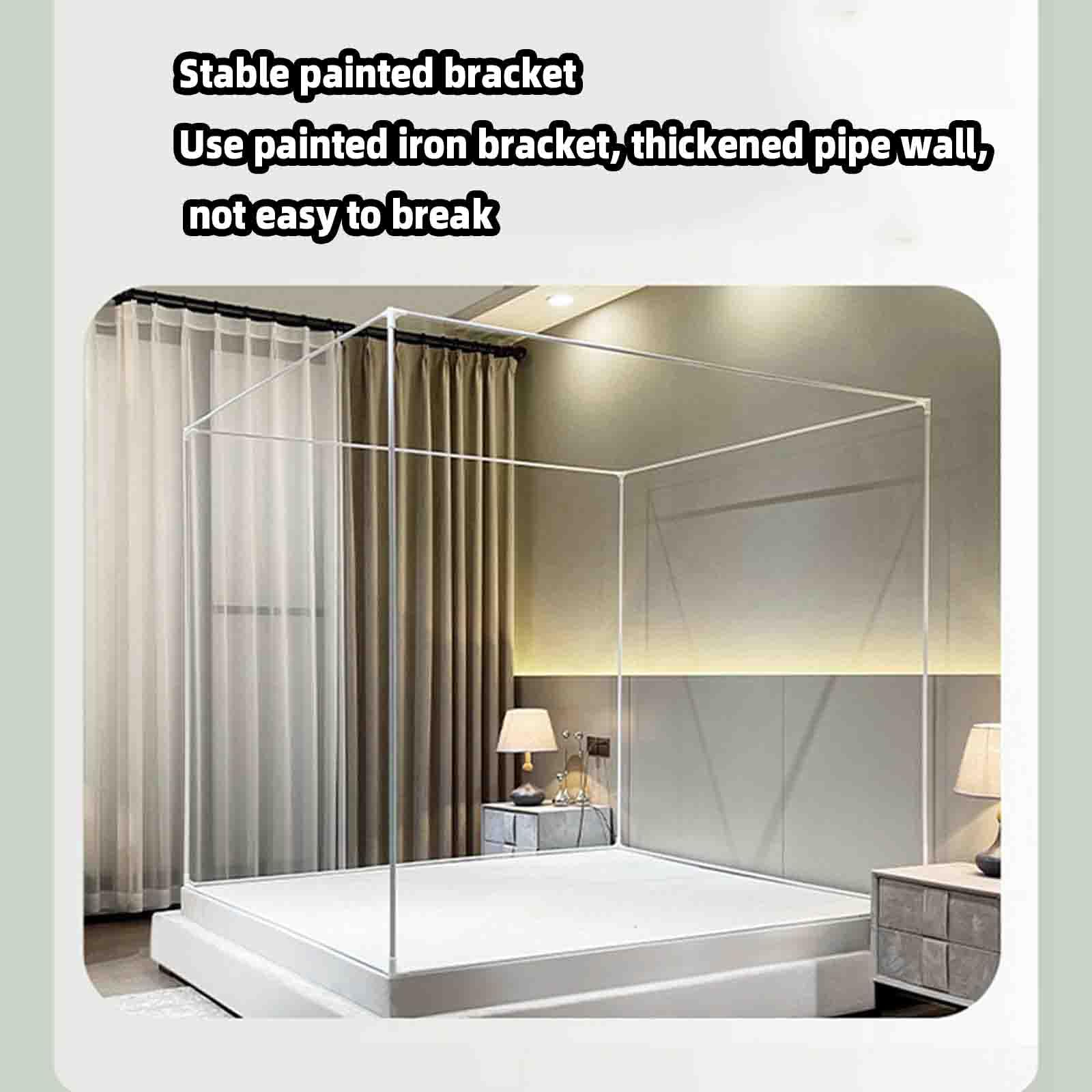 JUSHZ Moustiquaire De Lit Mousticaire Moustiquaires Lit Double De Lit Simple avec Cadre 2 Places 1 Place Carré été avec Fond Fermeture éclair (200x220cm,White)