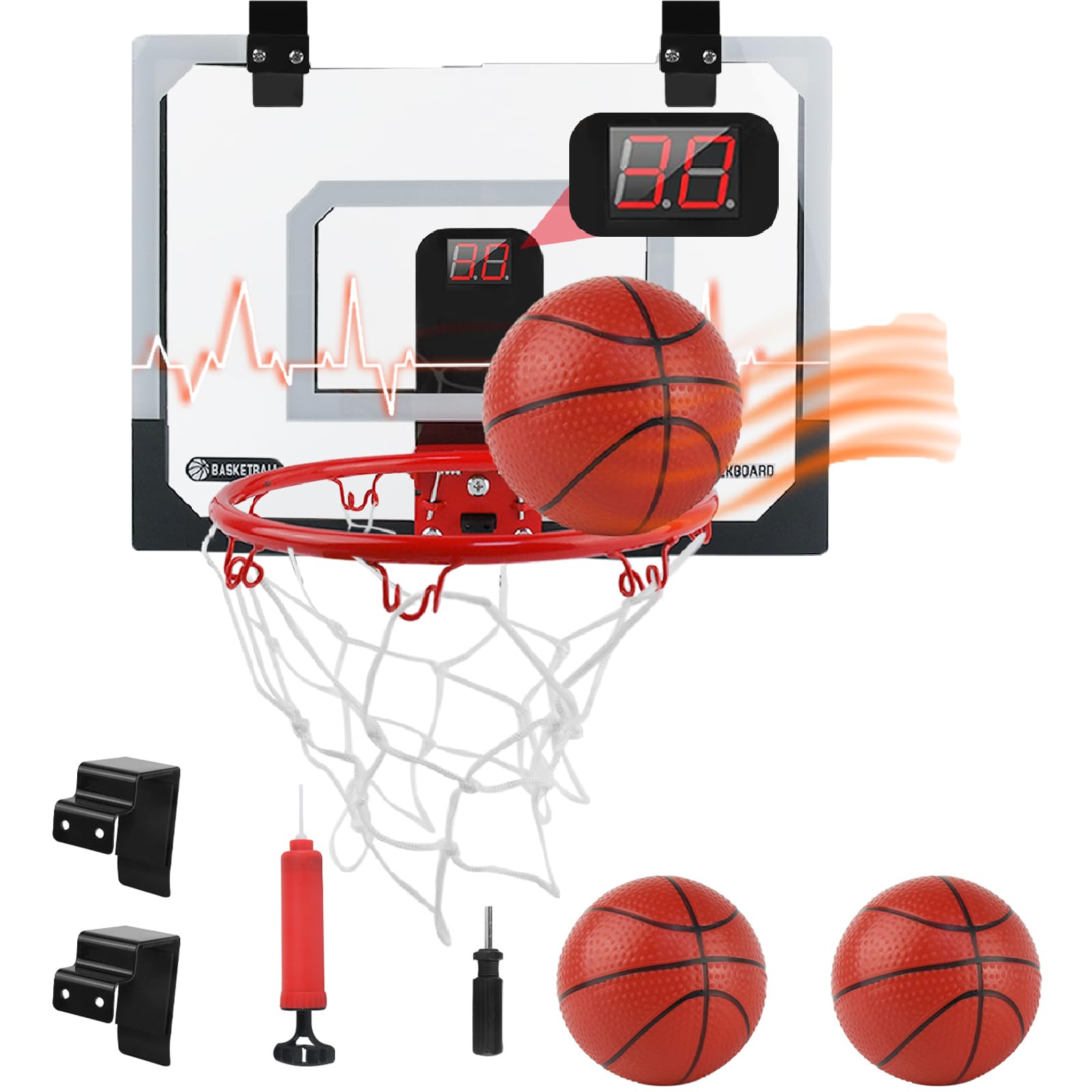 Mini Basketballkorb Indoor für Kinder, Coriver 40 x 30 cm Basketballkorb für Zimmer mit Ballpumpe, Basketballkorb Outdoor Kinder für Büro, Mini Hoop Wandmontage Geschenke für Alter 3+