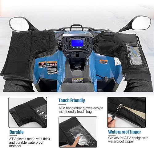 Miniatura 2 de SUNPIE Guantes para manillar ATV con bolsa táctil amigable impermeable para motos de nieve, guantes de motocicleta, guantes de protección para 4
