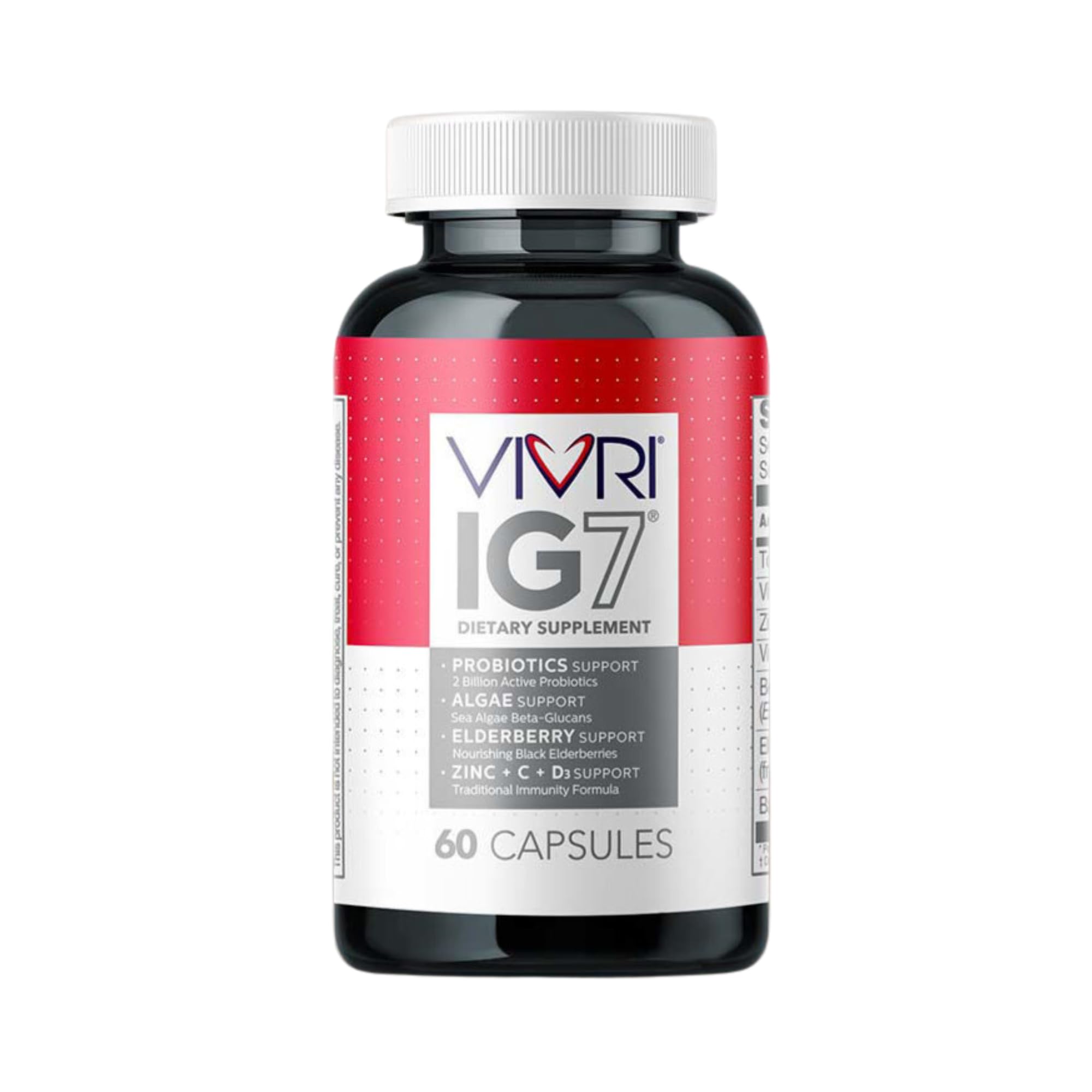 VIVRI IG7 Igmmunition | Immune Support Supplement | 60 Capsules | Probiotic Formula with Vitamins & Antioxidants | Vitamin C, Vitamin D (Vitamin D3), Zinc, Elderberry Fruit, Probiotics for Women & Men