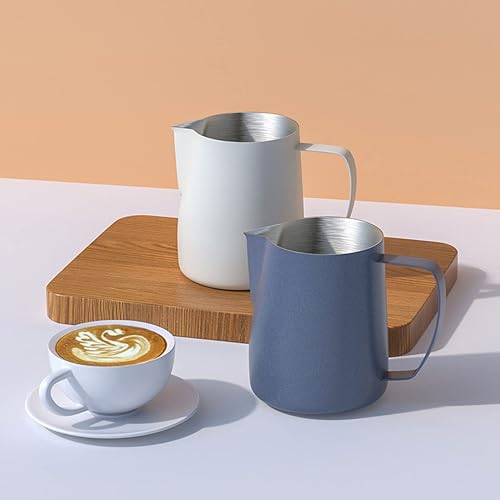 Miniatura 4 de Taza espumadora de leche para café, 24 onzas  23.7fl oz, jarra espumosa de acero inoxidable para café expreso, capuchino, latte (acero inoxidable)