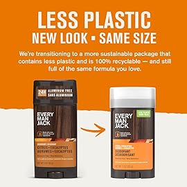 Every Man Jack Citrus + Eucalyptus Mens Deodorant - Stay Fresh with Aluminum Free Deodorant For all Skin Types - Odor Crushing, Long Lasting, with Naturally Derived Ingredients - 3oz (2 Pack)