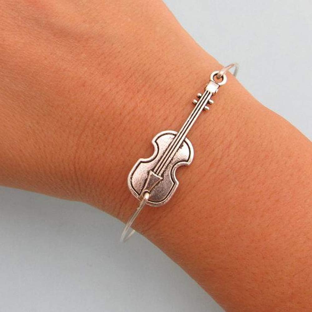 Violin Bracelet Music Theme Jewelry Gift for Teacher Musician Student Slip on Bangle Avg. Size Woman - Image 2