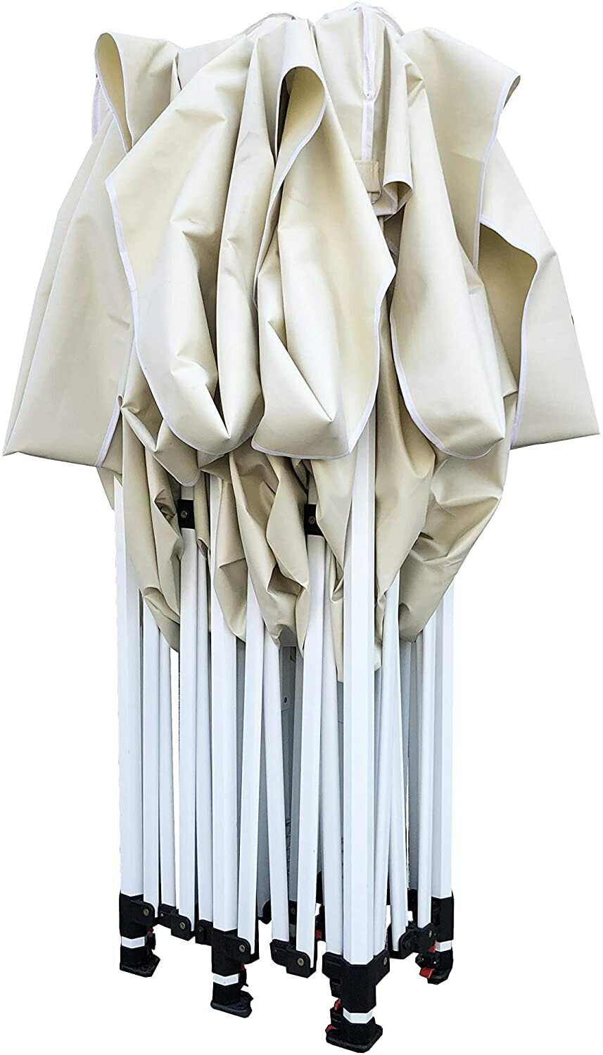 Gazebo Richiudibile Robusto Telescopico in Metallo a Fisarmonica 3x3, 4,5X3 e 6x3 mt Pieghevole Trasporto Telaio esagonale telo Beige trasportabile, da giardino e mercato (4,5x3)