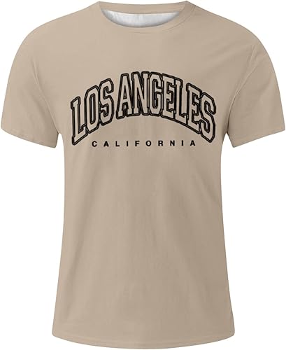 Miniatura 3 de Mock Neck Top Men Male Summer Casual Letter Print T Shirt Blouse Short Sleeve O Neck Tops T Shirt Mens Cotton T