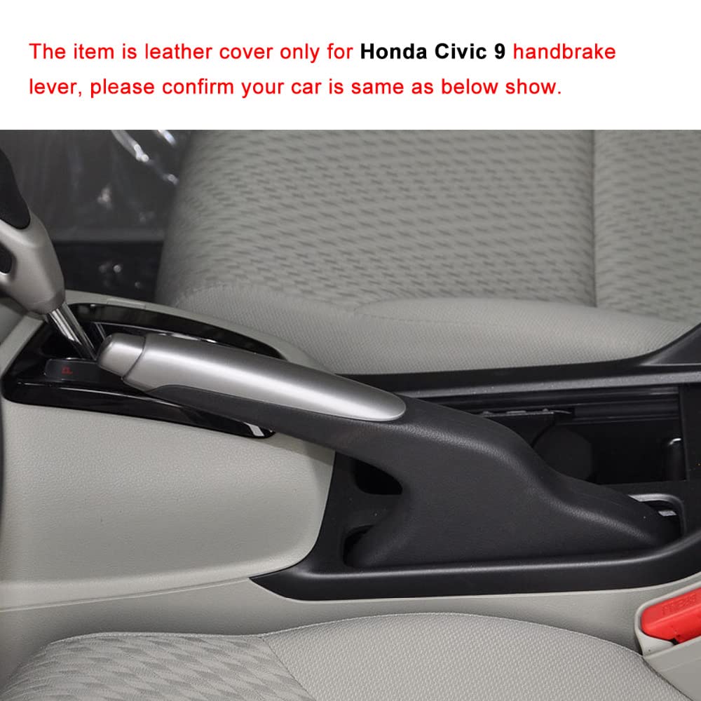 Handbremsengriffe Autohandbremsabdeckungen Fall Fit verwendet for Honda Civic 9 2011-2015 Handbremse Gripte Car-Styling Echtes Leder Auto Cover schwarz (Color : Noir)