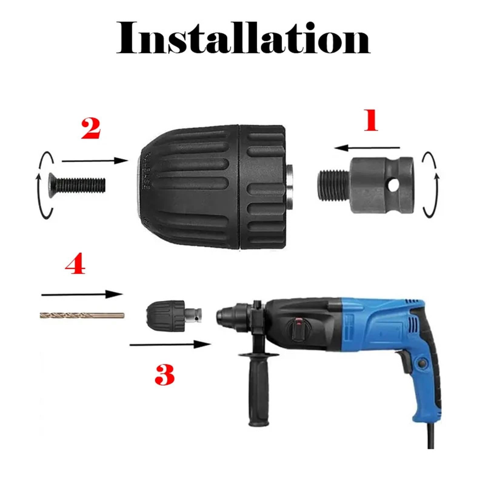 Mandrin de perçage sans clé convertisseur 2-13 mm filetage 1/2"-20UNF adaptateur à changement rapide SDS 6,35 mm clé à percussion hexagonale, outil (adaptateur carré mandrin)