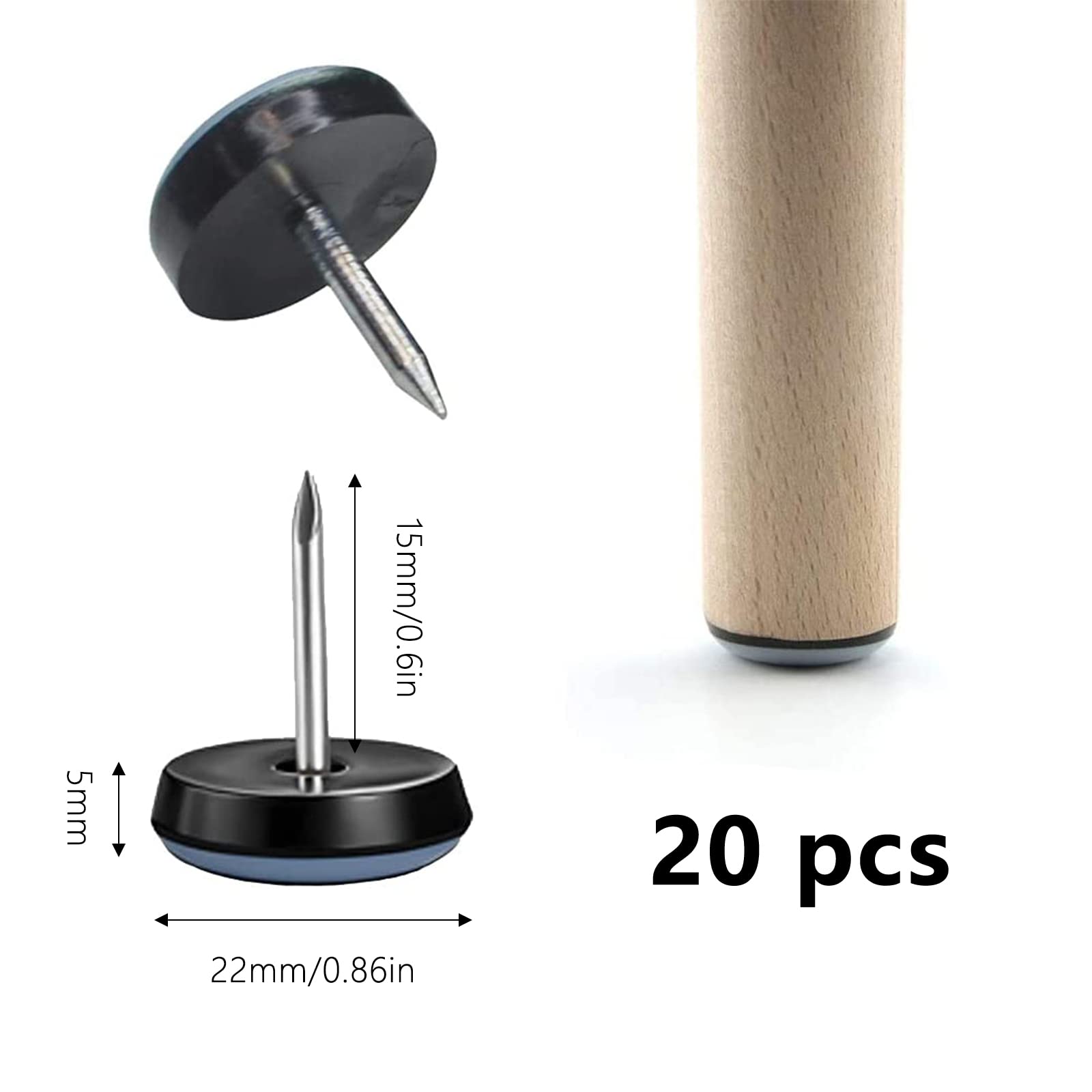 24 Feltrini In Teflon Per Mobili - Con Viti, Scivoli Per Sedie E Pavimenti - Foto 4