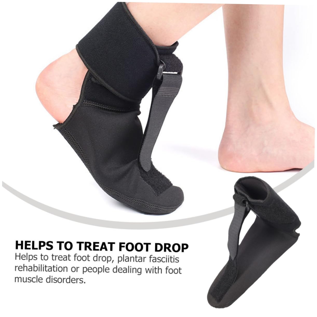 TOVINANNA 2 Pcs Foot Support Afo Brace for Plantar Drop Foot Splint Night Afo for Foot Afo Foot Drop Brace Key Fob Holder Foot Pronation Black Fabric