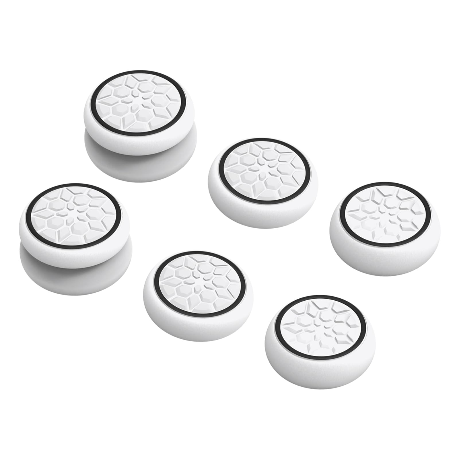 Thumb Grips Caps Performance Joystick Cover Controller for CQC FPS Games, Compatible with PS5, PS4, Xbox Series X/S, Xbox One, Switch Pro, 3 Pairs (6pcs) Silicone Diamond Grain White