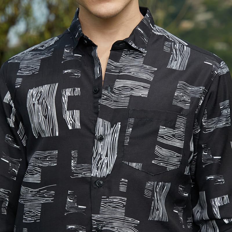 Image of CAHOOT Men's Shirt for Casual Wear | Spread Collar | Long Cuffed Sleeves | Button Closure | Shirt Crafted with Comfort Fit for Everyday Wear