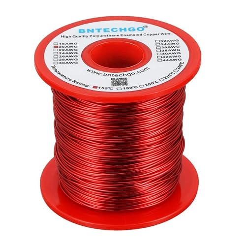 Miniatura 45 de BNTECHGO - Alambre magnético de calibre 16 a 38°AWG - Alambre de cobre esmaltado - Alambre para embobinar magnético esmaltado 1 rollo rojo Rojo 4 oz