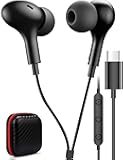 USB C Headphone for Samsung S23 FE S22 S21 S20 A53 A54 Wired Earbuds Magnetic in-Ear Type C Earphone with Microphone Volume Control Bass Stereo Noise Canceling for iPhone 15 Pro Max Pixel 6 6a 7a 8 5