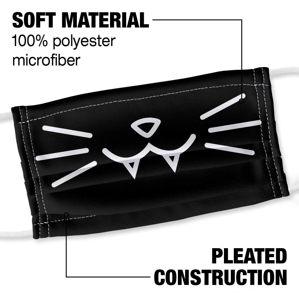Popfunk Cat Fangs Simple 1-Ply Reusable Face Mask Covering with Adjustable Nose Wire, Unisex