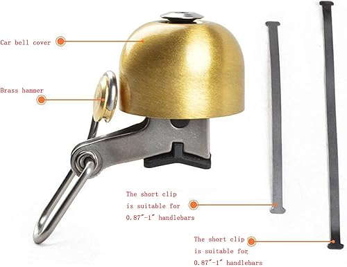 Miniatura 6 de NC - Timbre de bicicleta clásico para timbre de bicicleta con sonido fuerte, campanas de campana retro, accesorios de equitación para manillar de
