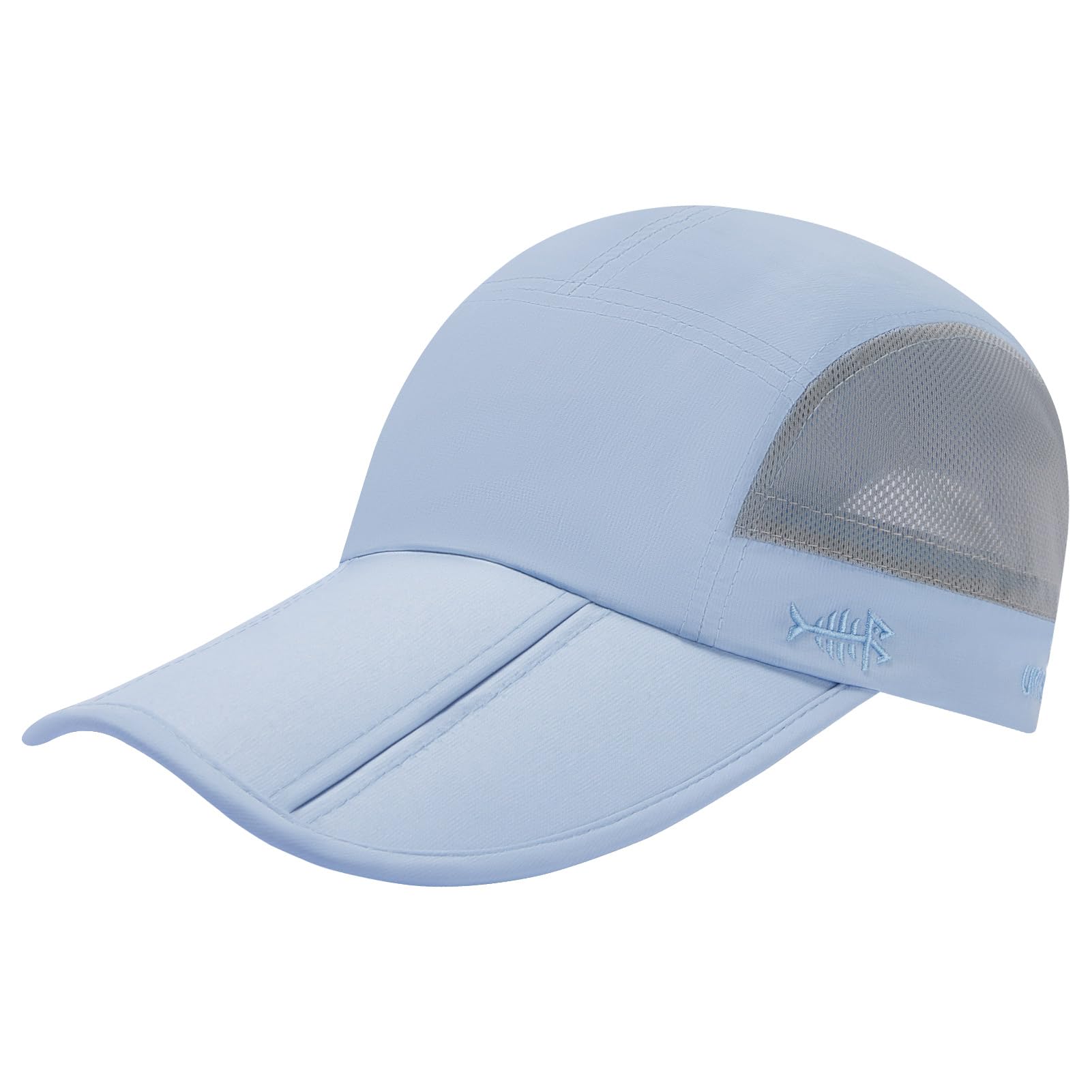 BASSDASH Folding Fishing Baseball Cap UPF 50 Water Resistant Outdoor Portable Brim Hats for Women Men Hiking Adjustable