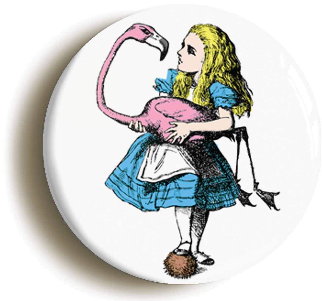 Flamingo Alice In Wonderland Fridge Magnet (Circular 2inch / 50mm Diameter)