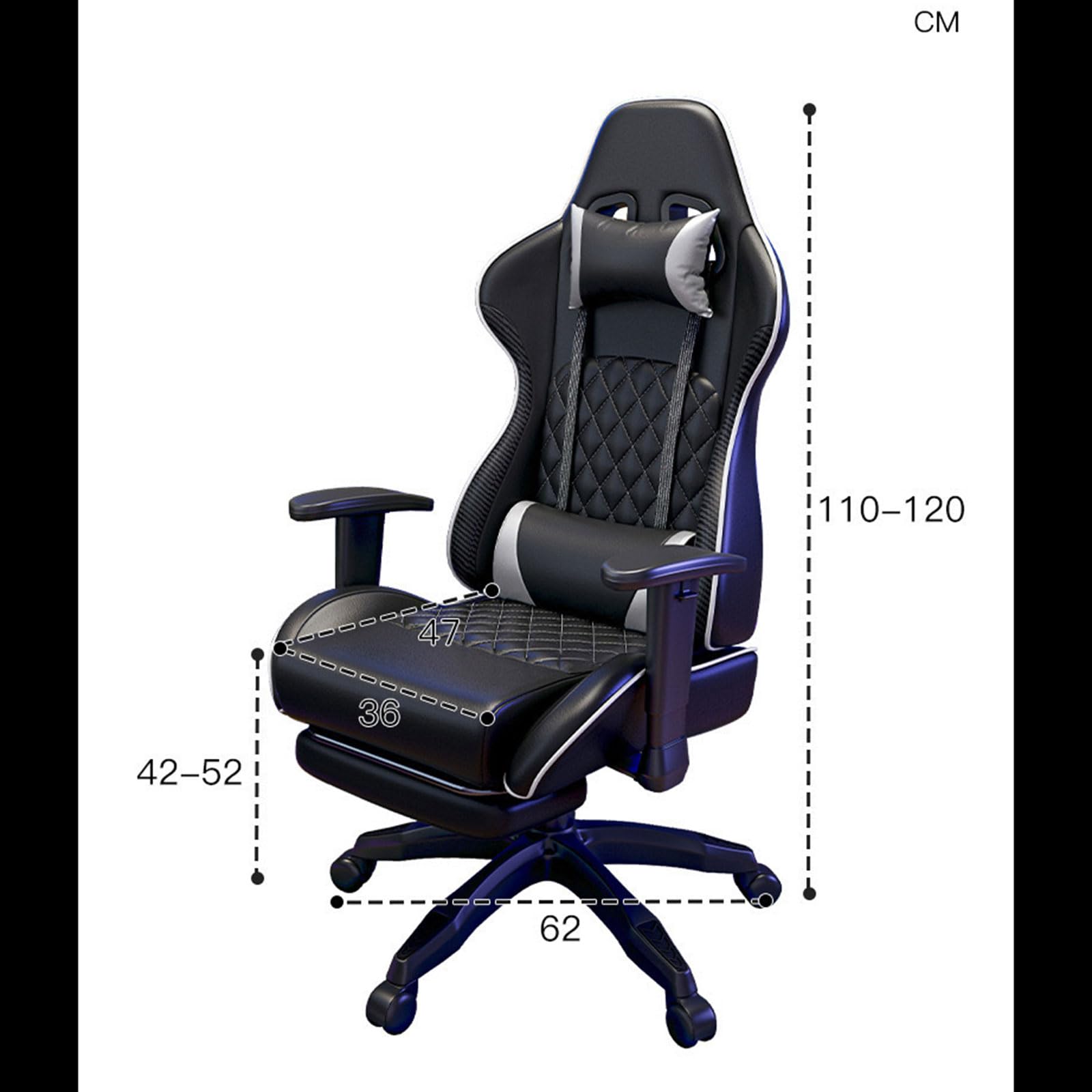 Silla Gaming para Personas Altas Y Corpulentas, Silla Gaming Ergonómica para PC con Reposapiés, Silla Reclinable De Estilo Deportivo para Adultos, Silla Gaming De Alta Resistencia