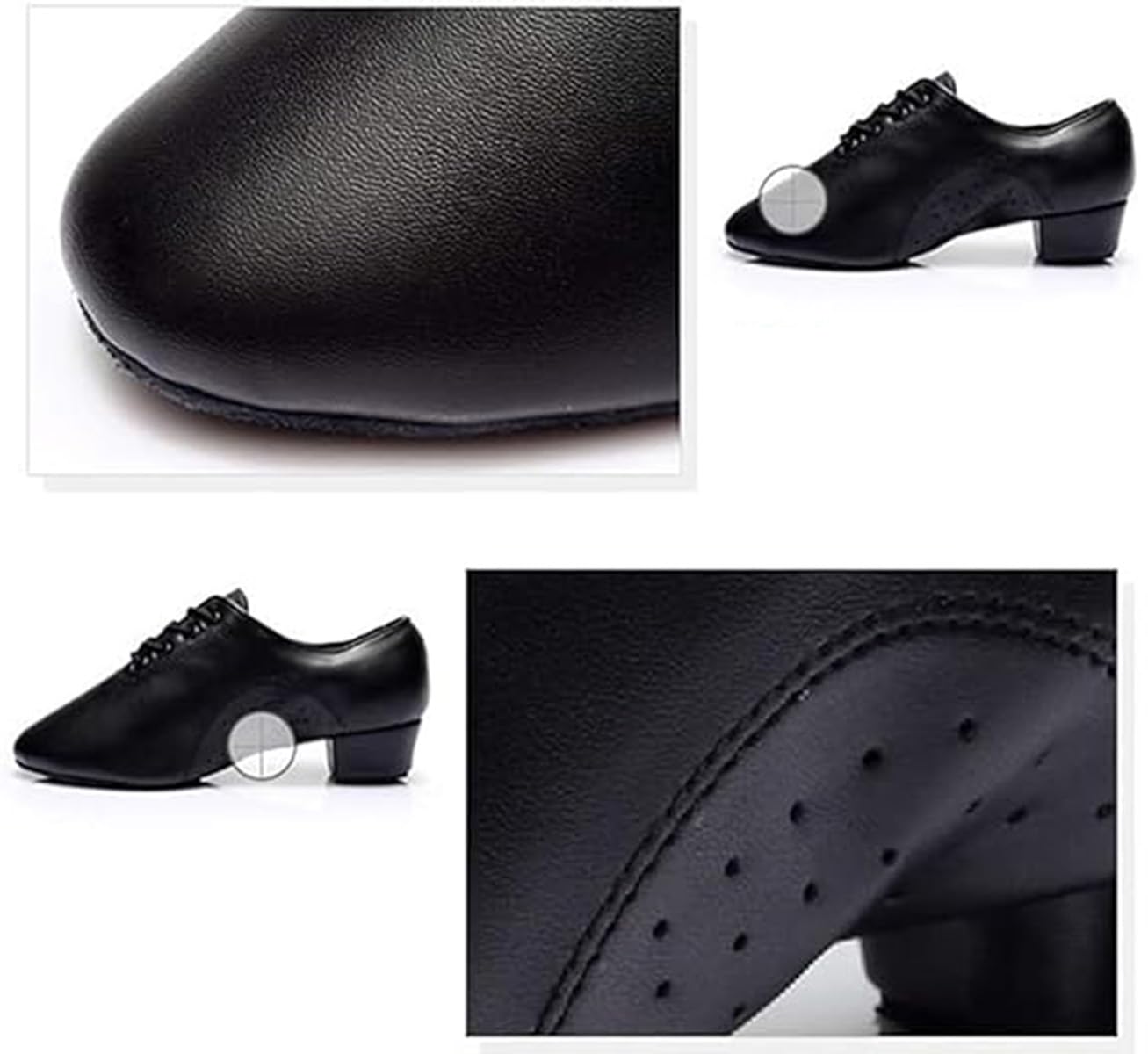 Scarpe da ballo da uomo in pelle nera per salsa jazz tango