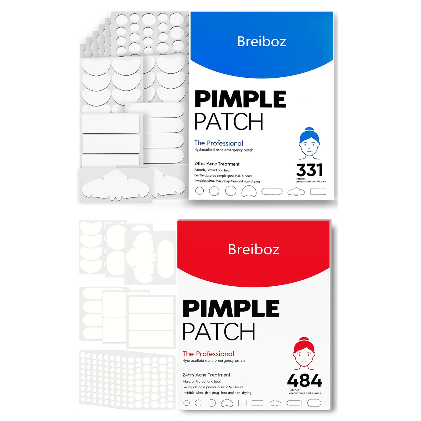 Large Pimple Patches for Face 331 484 Patches XL Acne Patches Full Face Zit Patches Hydrocolloid Bandages Big