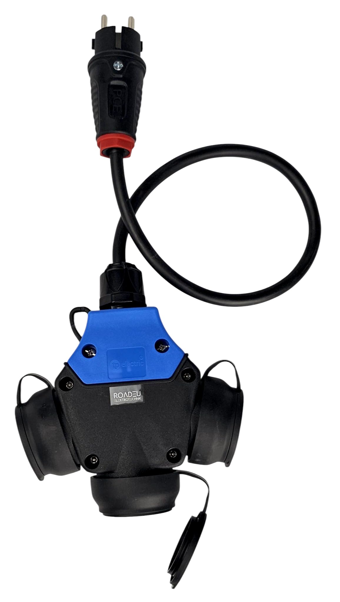 Adattatore Multipresa Schuko 3 Posti 230V 16A – Presa Multipla Tipo F con Cavo in Gomma 0,5 m 3x2,5 mm², IP44 – per Giardino, Garage, Officina e Camper